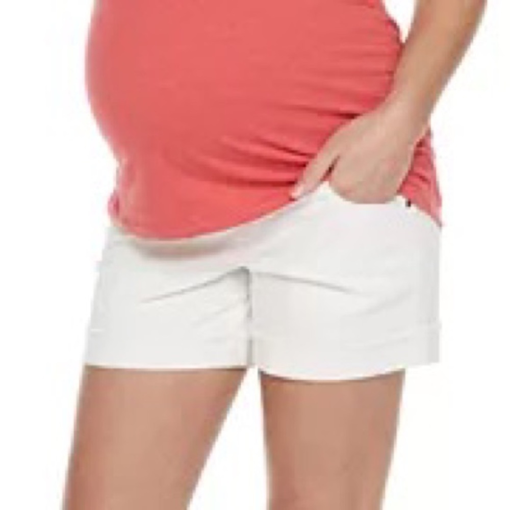 Maternity a:glow™ Mid-Length Belly Panel Boyfriend Shorts
12-MAT, White
